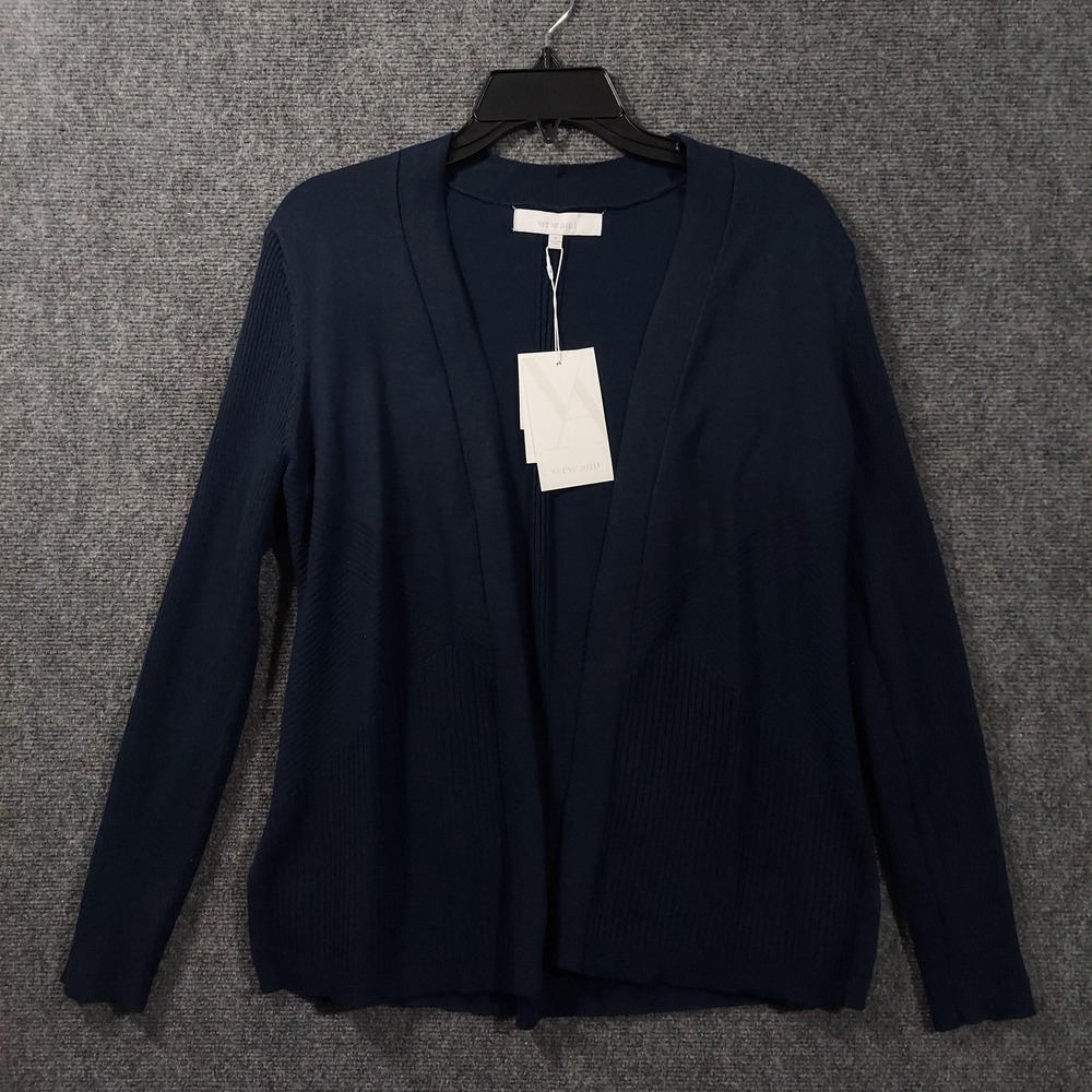 Verve Ami Cardigan Sweater Womens Medium Dark Navy Open Front‎ Knit NWT